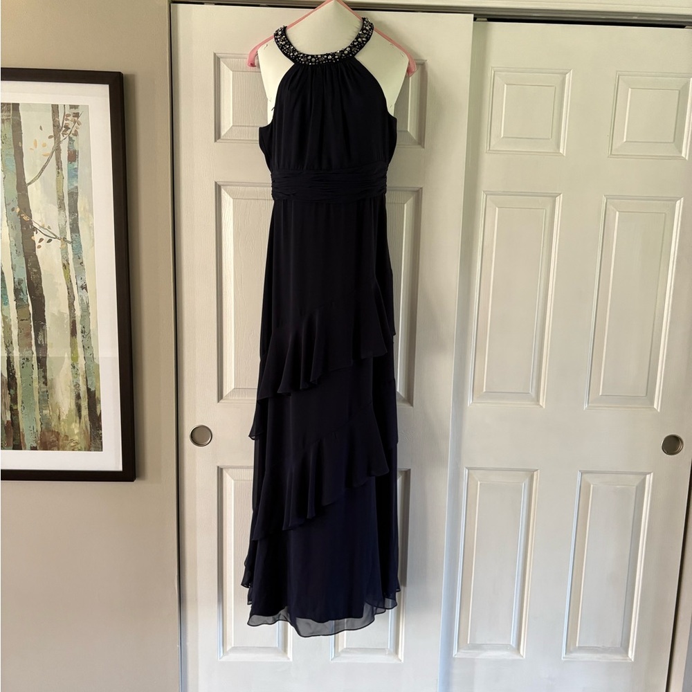 Eliza J Navy Halter Maxi Dress